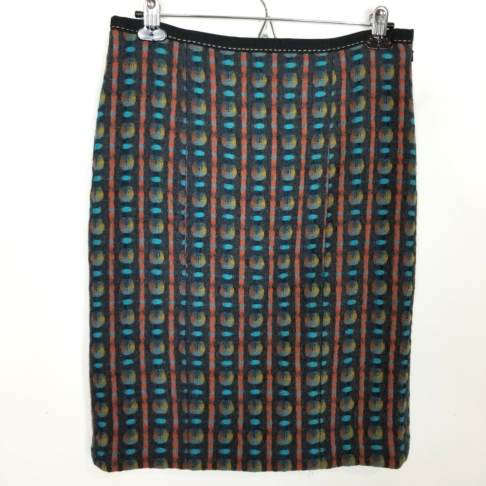 Etcetera Women Wool Multicolored Pencil Skirt Sz 6 Short Lined Boho